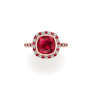 Starry Halo Ring - Ruby Cushion