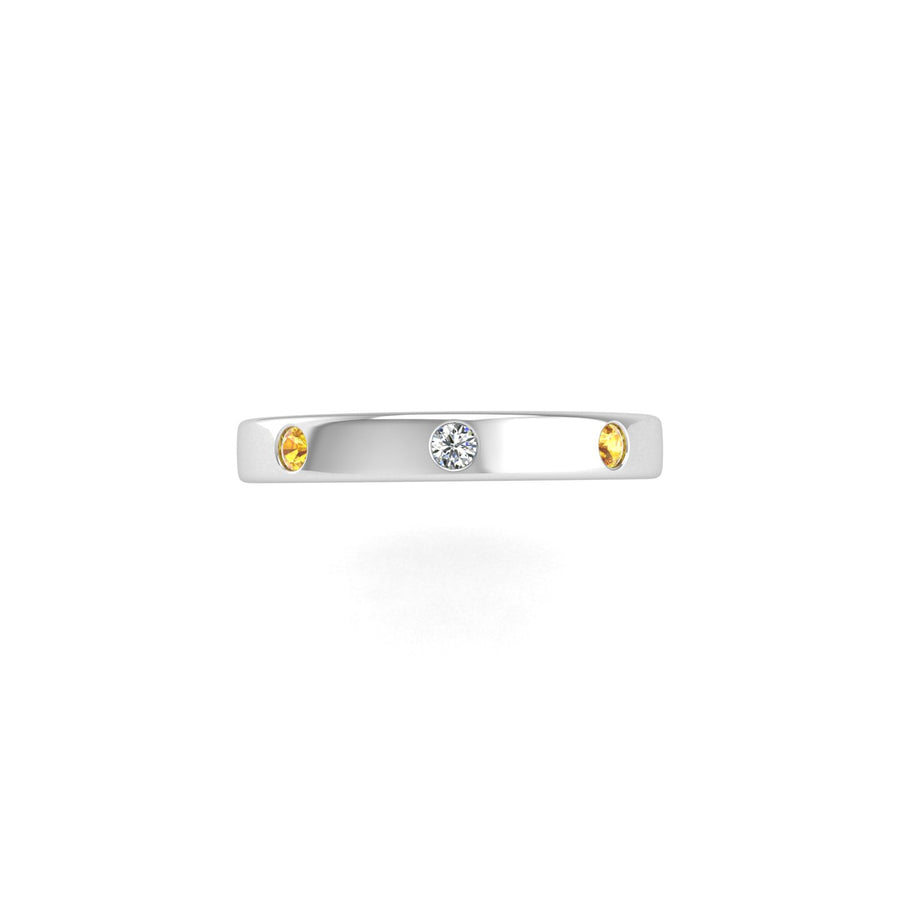 Past, Present, and Forever Three-Stone Band - Yellow Sapphire Round