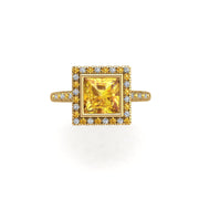 Starry Halo Ring - Yellow Sapphire Princess