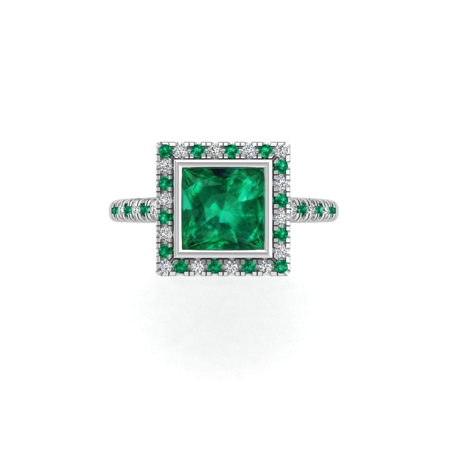 Starry Halo Ring - Emerald Princess