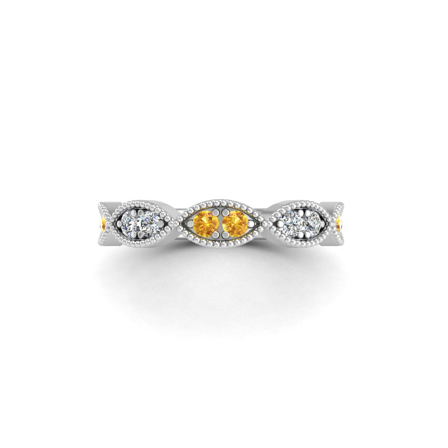 Leaf of Promise Laurel Band - Yellow Sapphire Round