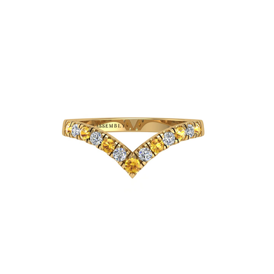 Heart's Triumph Chevron Band - Yellow Sapphire Round