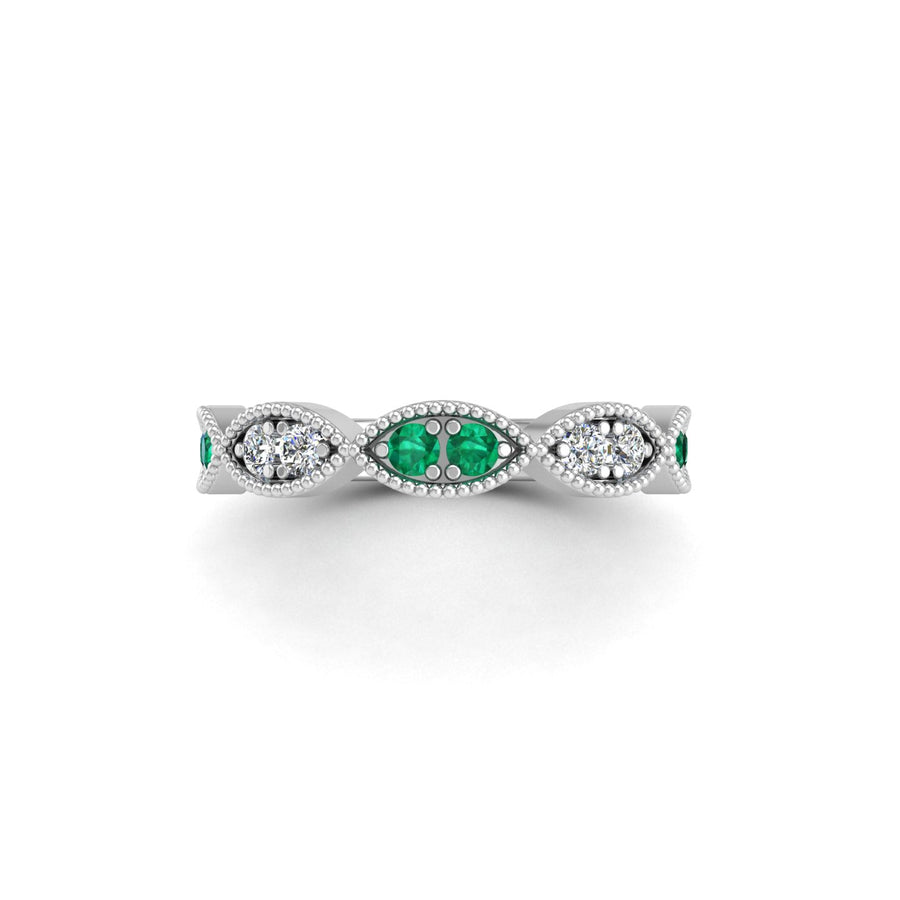 Leaf of Promise Laurel Band - Emerald Round