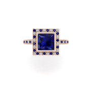 Starry Halo Ring - Blue Sapphire Princess