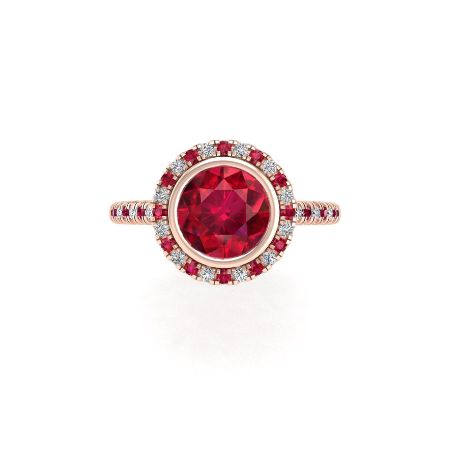 Starry Halo Ring - Ruby Round