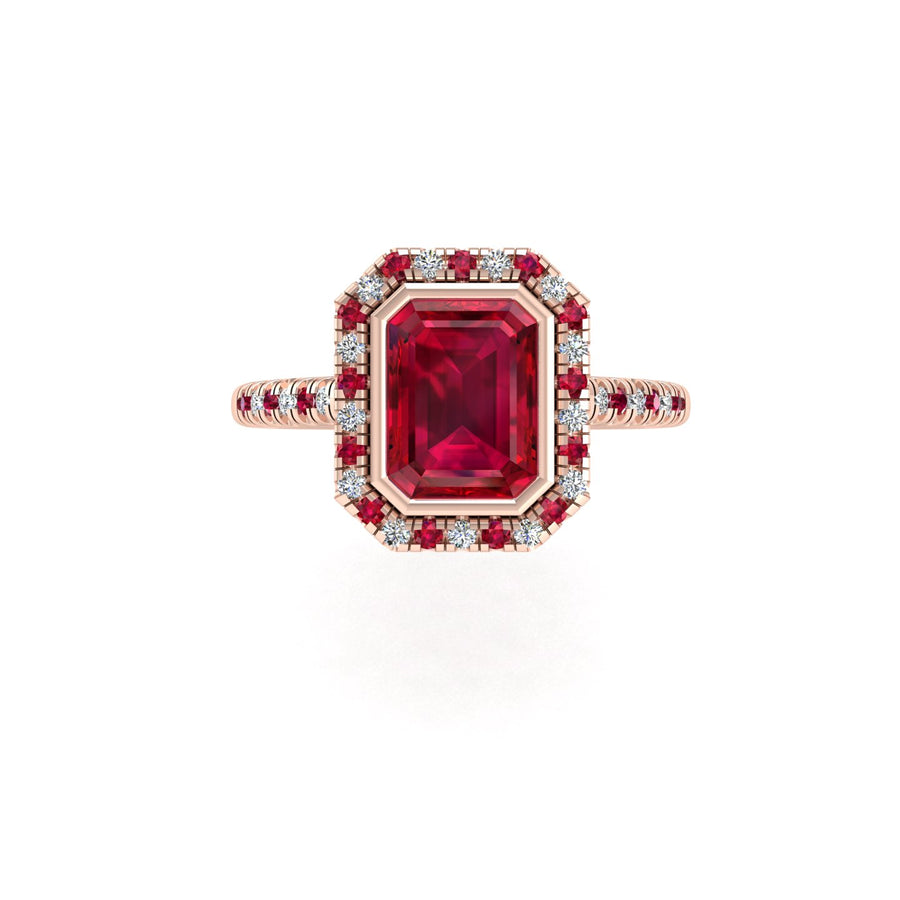Starry Halo Ring - Ruby Emerald