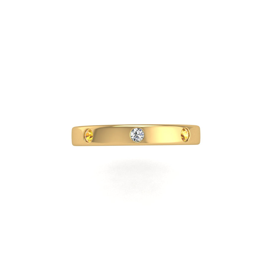 Past, Present, and Forever Three-Stone Band - Yellow Sapphire Round