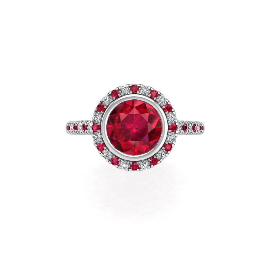 Starry Halo Ring - Ruby Round