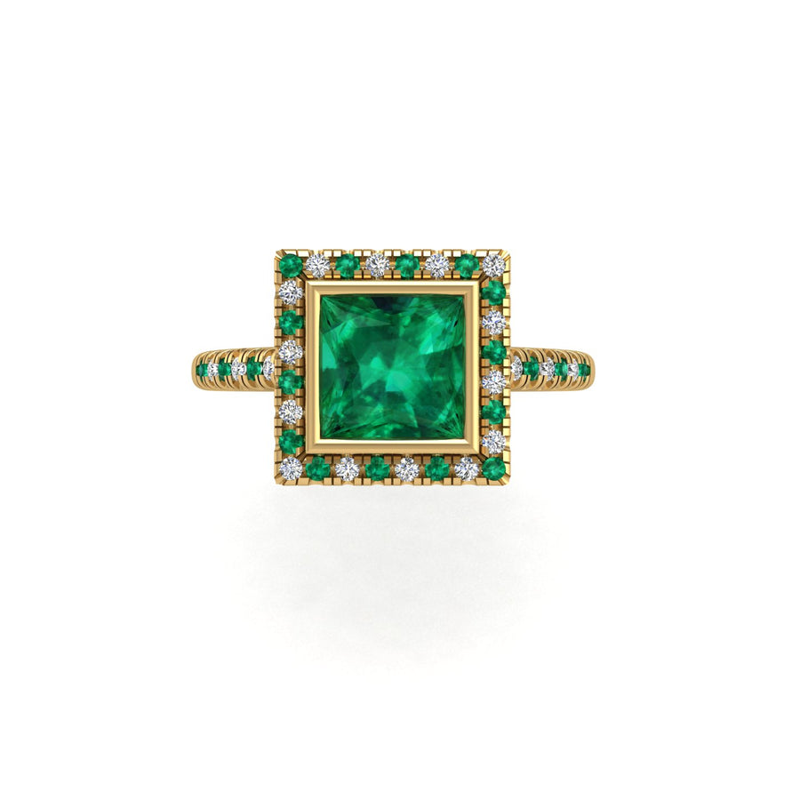 Starry Halo Ring - Emerald Princess