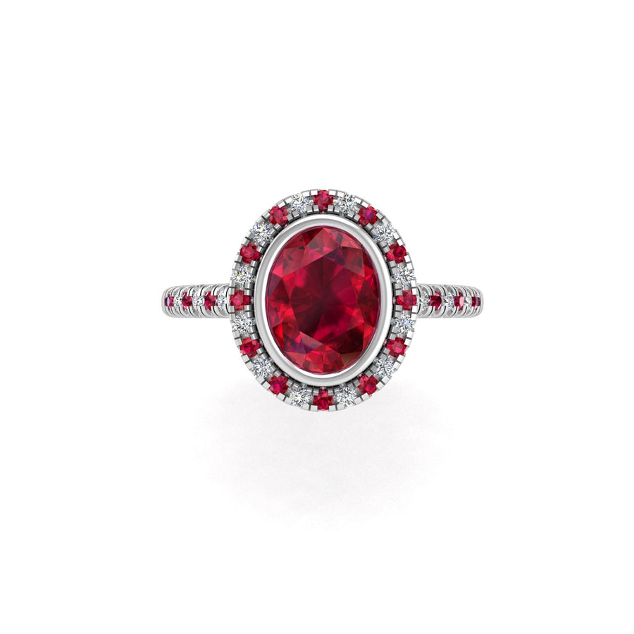 Starry Halo Ring - Ruby Oval