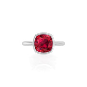 Celestial Solitaire Ring - Ruby Cushion