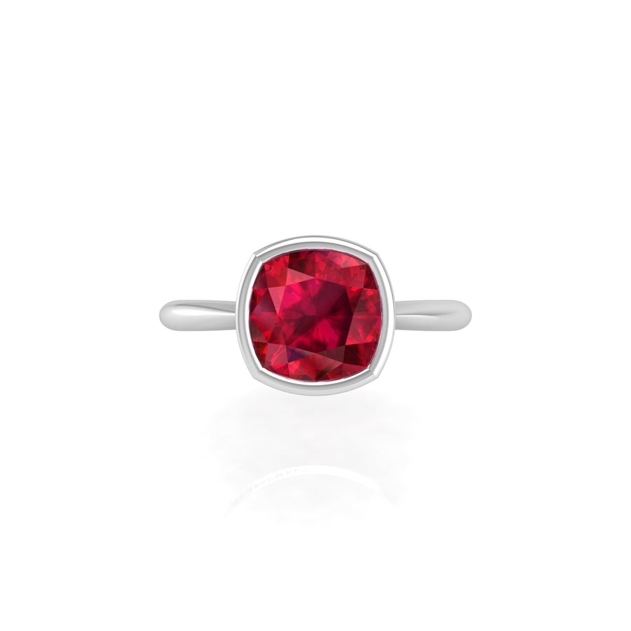 Celestial Solitaire Ring - Ruby Cushion