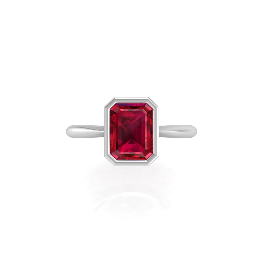 Celestial Solitaire Ring - Ruby Emerald