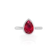 Celestial Solitaire Ring - Ruby Pear