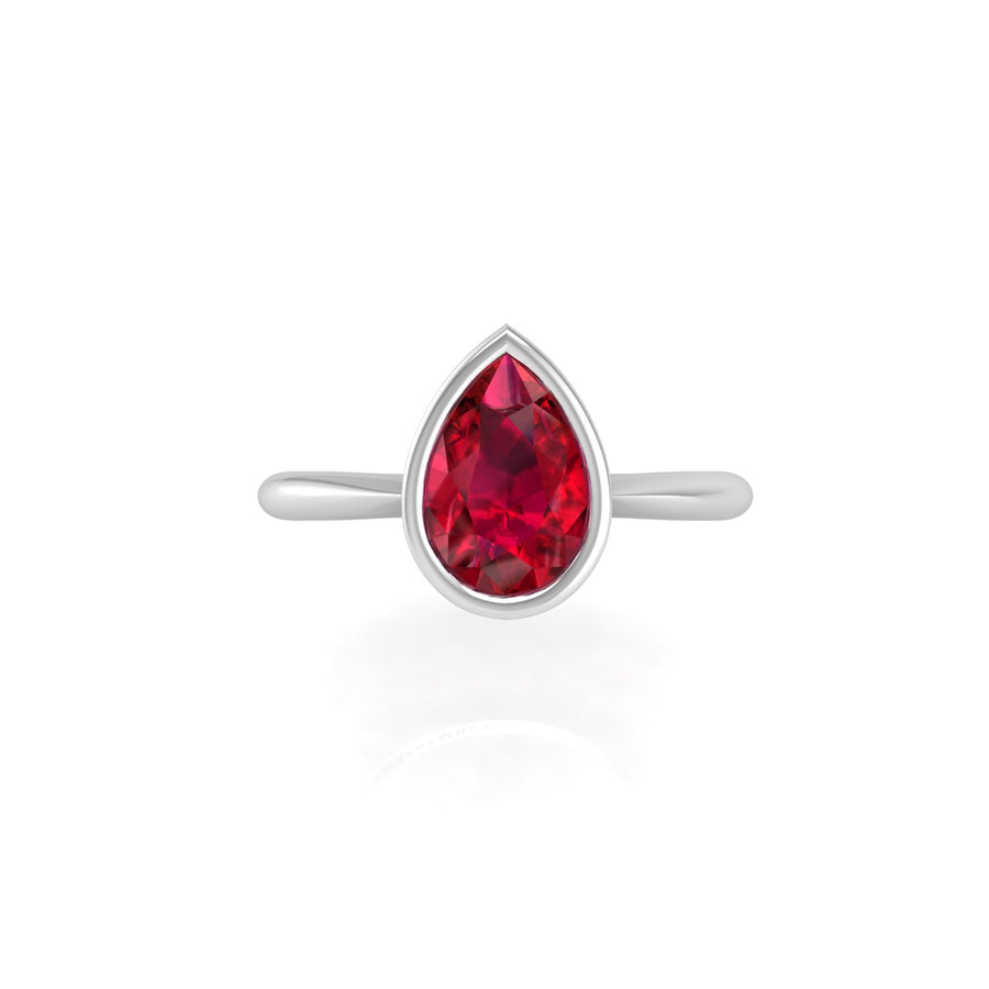 Celestial Solitaire Ring - Ruby Pear