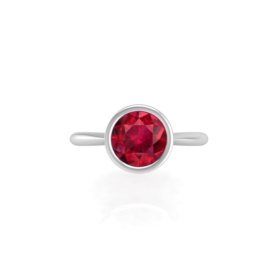Celestial Solitaire Ring - Ruby Round