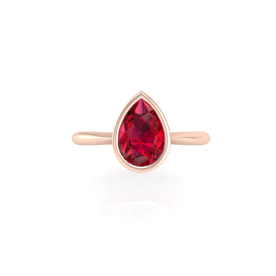 Celestial Solitaire Ring - Ruby Pear