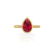 Celestial Solitaire Ring - Ruby Pear
