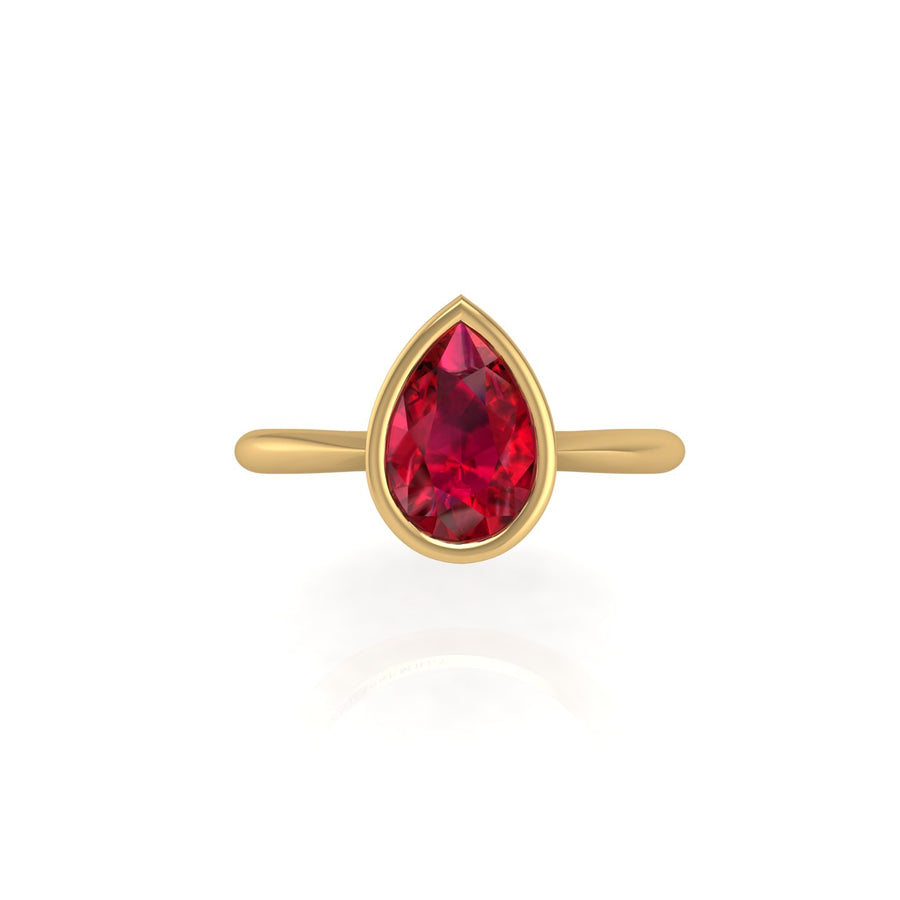 Celestial Solitaire Ring - Ruby Pear