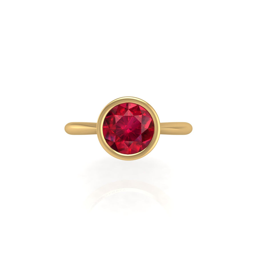 Celestial Solitaire Ring - Ruby Round