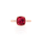 Celestial Solitaire Ring - Ruby Cushion