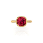 Celestial Solitaire Ring - Ruby Cushion