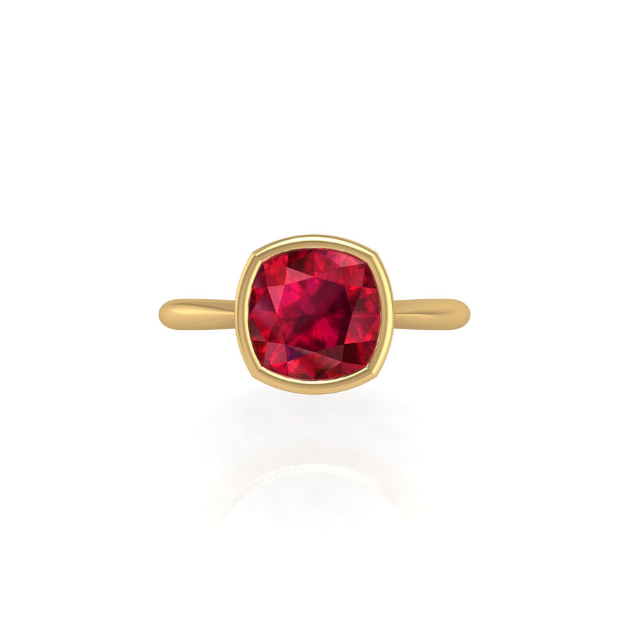Celestial Solitaire Ring - Ruby Cushion