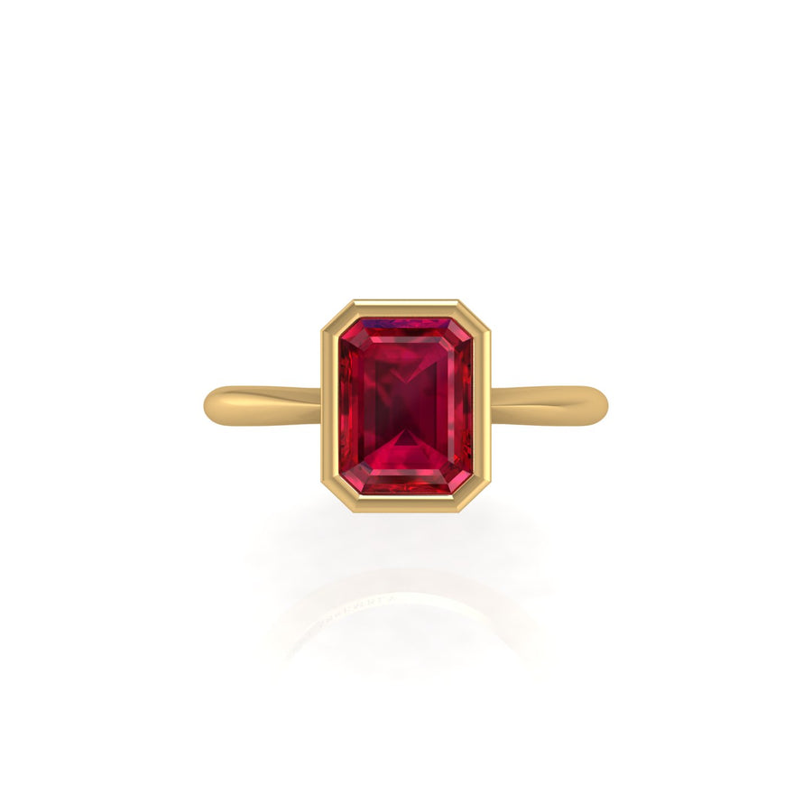 Celestial Solitaire Ring - Ruby Emerald