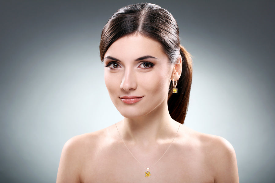 Divine Halo Pendant - Yellow Sapphire Princess