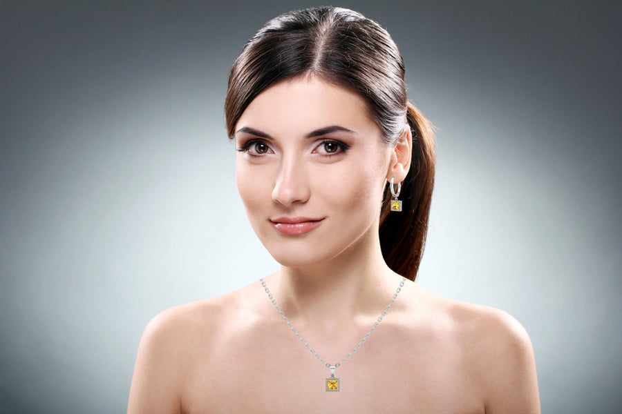 Mystic Hoop Earrings - Halo - Yellow Sapphire Princess