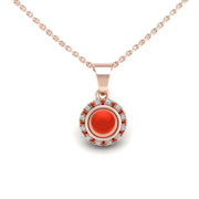 Divine Halo Pendant - Red Coral Round
