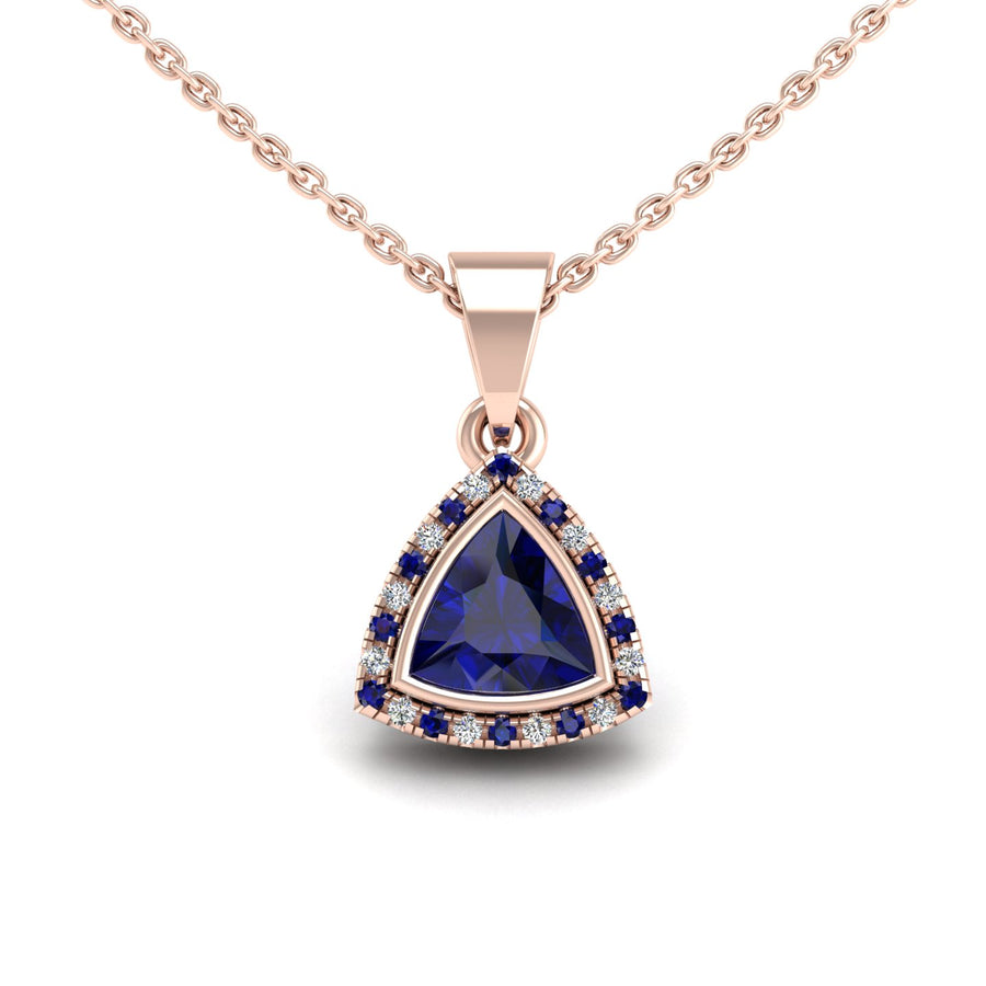 Divine Halo Pendant - Blue Sapphire Trillion
