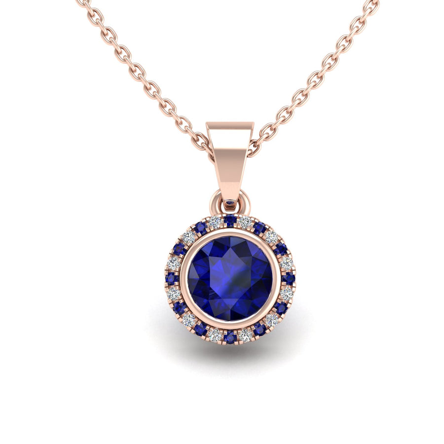 Divine Halo Pendant - Blue Sapphire Round