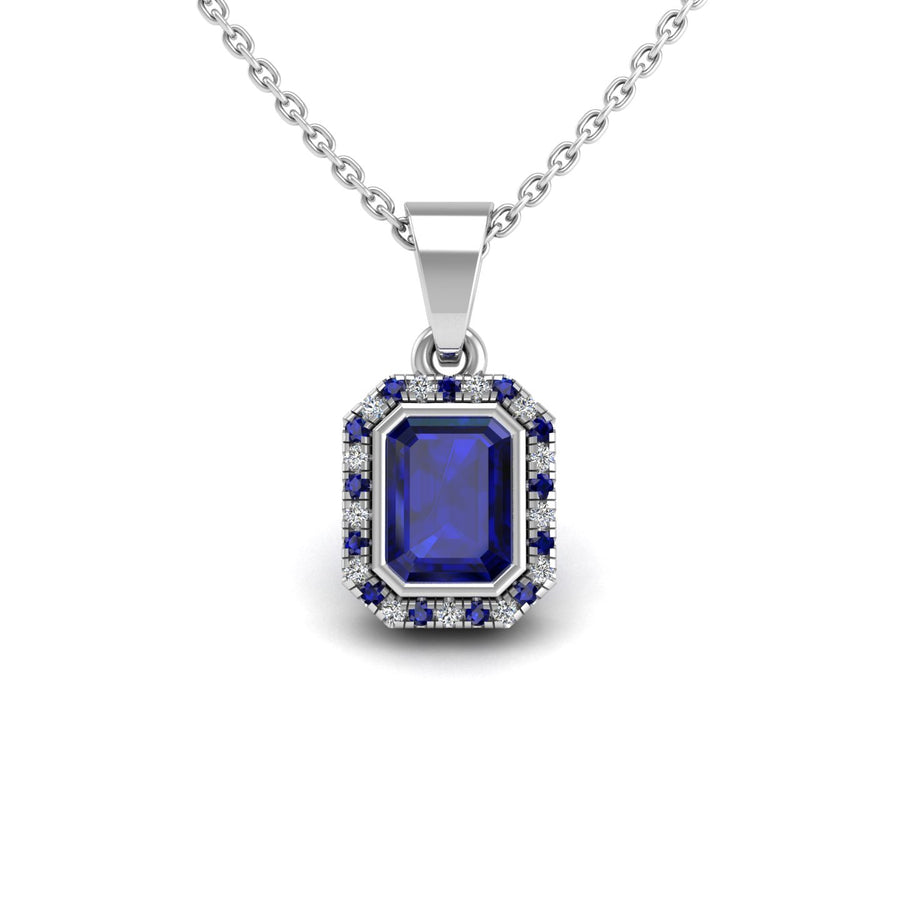 Divine Halo Pendant - Blue Sapphire Emerald