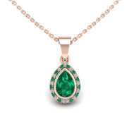 Divine Halo Pendant - Emerald Pear