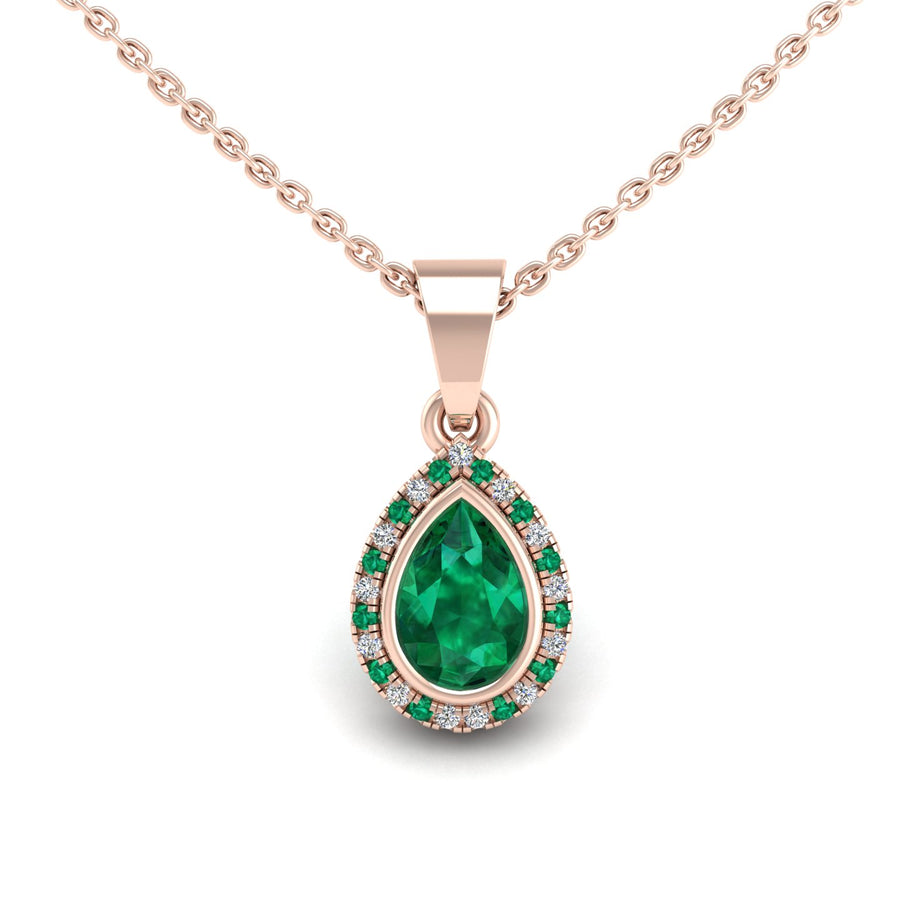 Divine Halo Pendant - Emerald Pear
