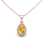 Divine Halo Pendant - Yellow Sapphire Pear