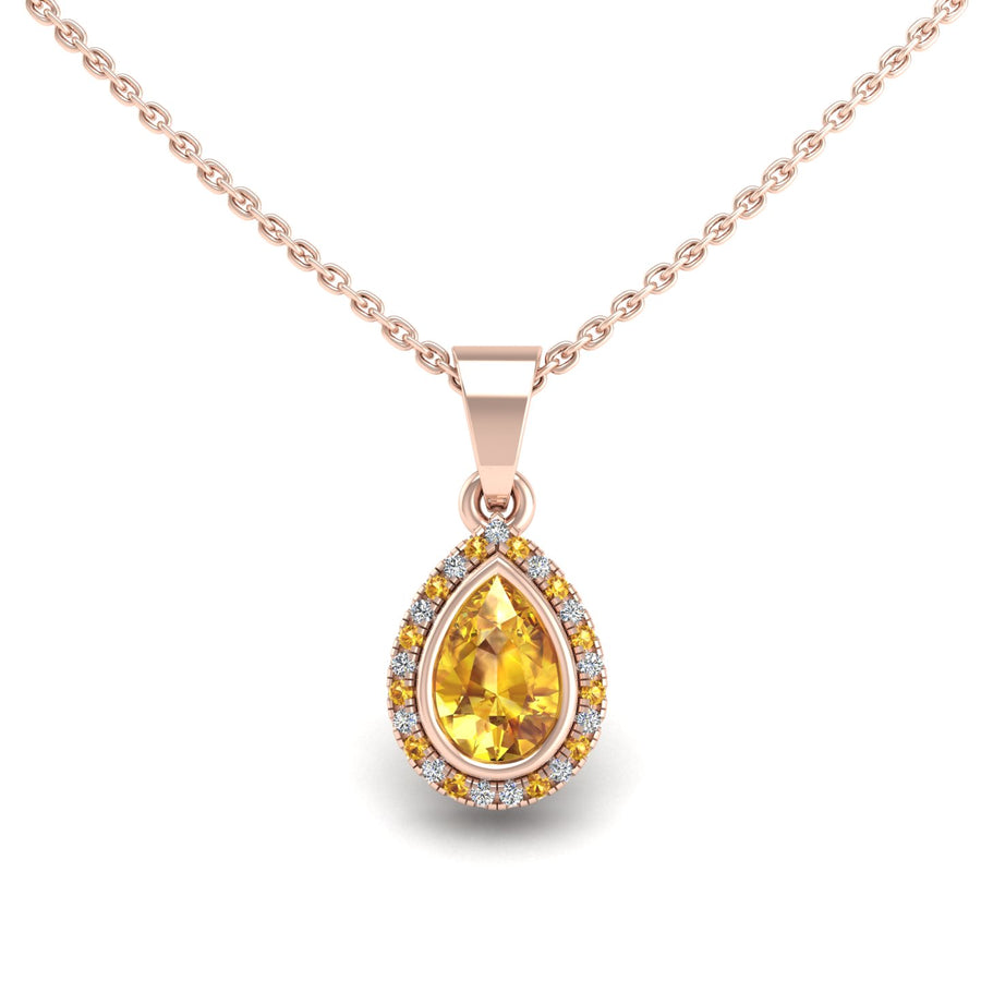 Divine Halo Pendant - Yellow Sapphire Pear
