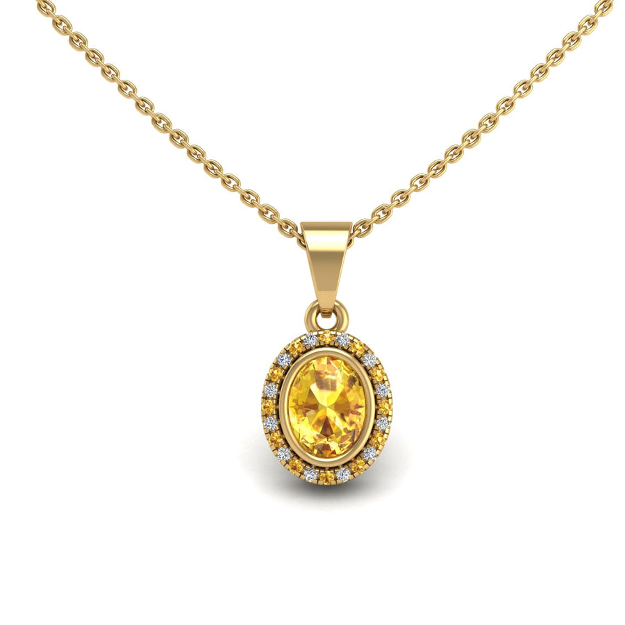 Divine Halo Pendant - Yellow Sapphire Oval