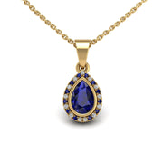 Divine Halo Pendant - Blue Sapphire Pear