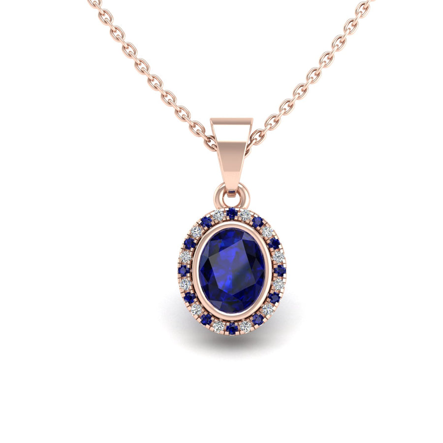 Divine Halo Pendant - Blue Sapphire Oval