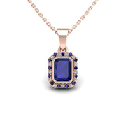 Divine Halo Pendant - Blue Sapphire Emerald