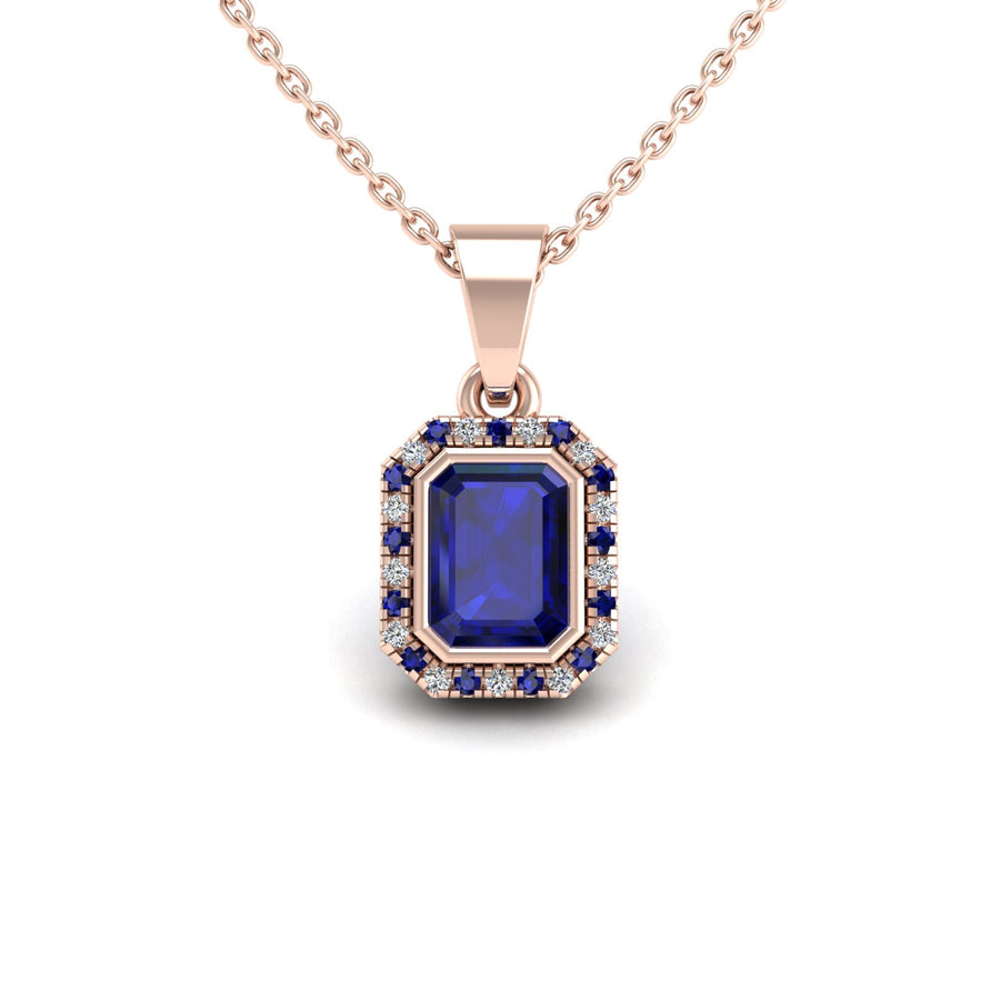 Divine Halo Pendant - Blue Sapphire Emerald