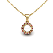 Divine Halo Pendant - Pearl-Ruby Round