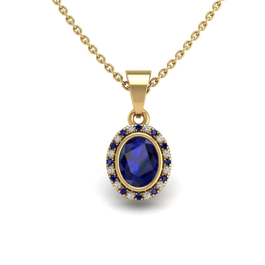 Divine Halo Pendant - Blue Sapphire Oval