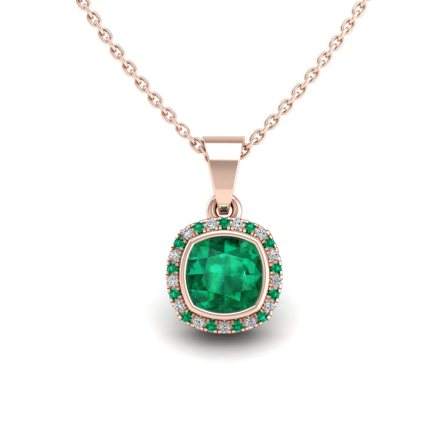 Divine Halo Pendant - Emerald Cushion