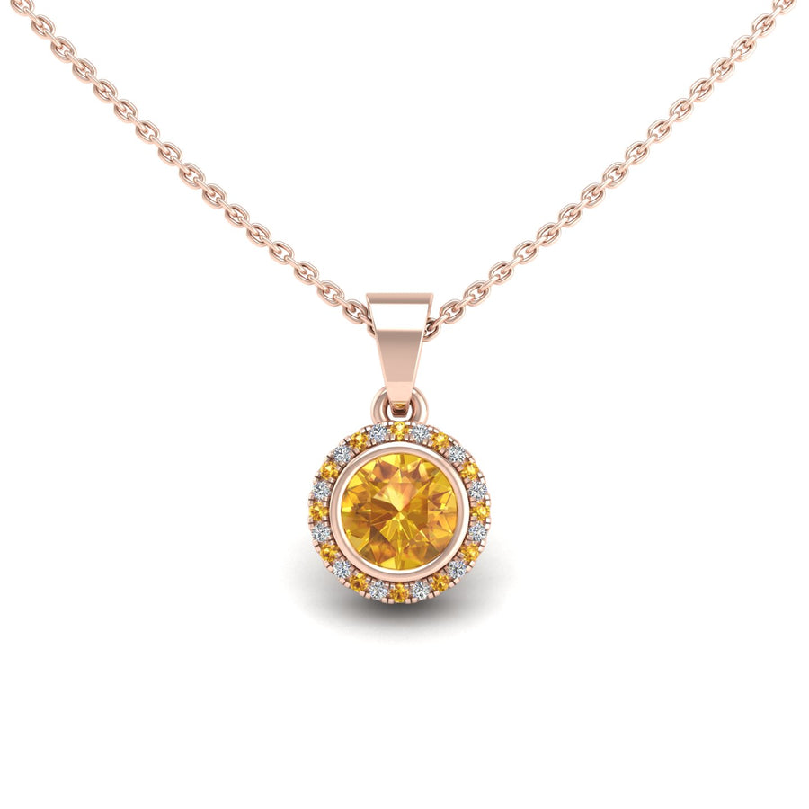 Divine Halo Pendant - Yellow Sapphire Round