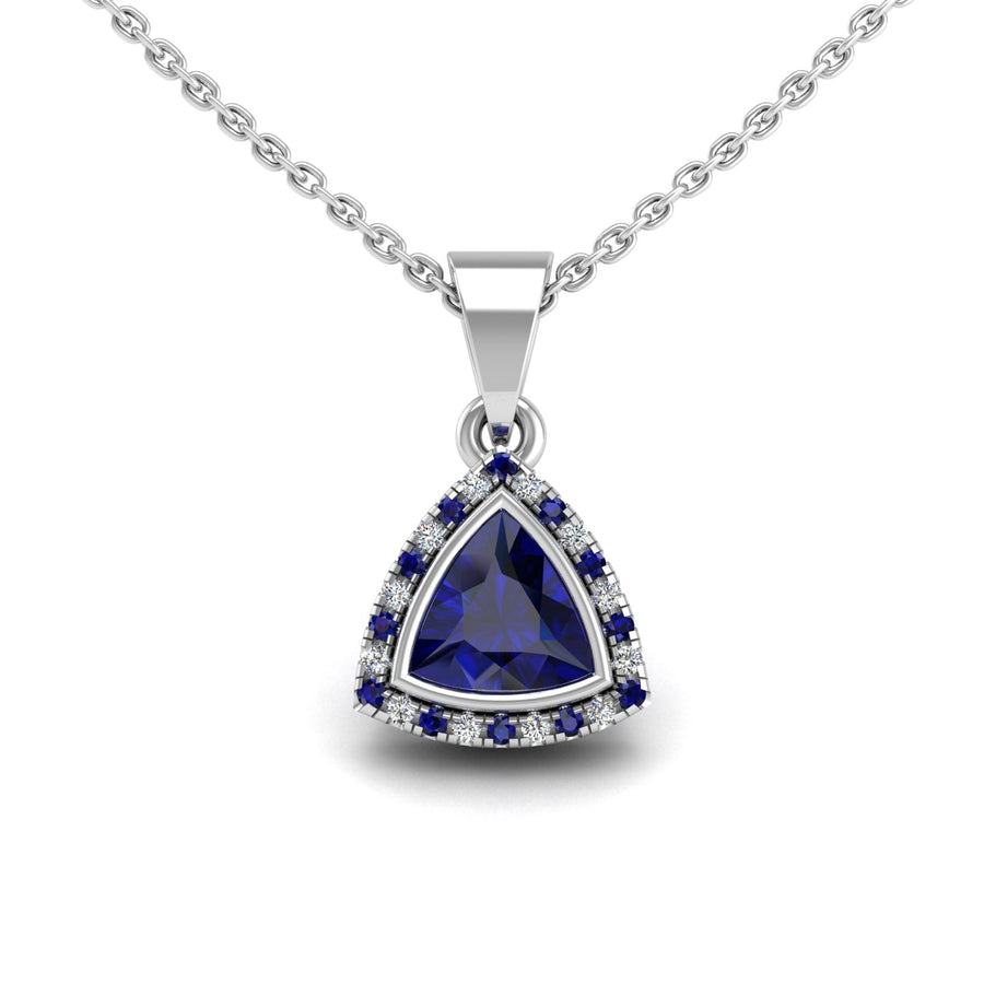 Divine Halo Pendant - Blue Sapphire Trillion