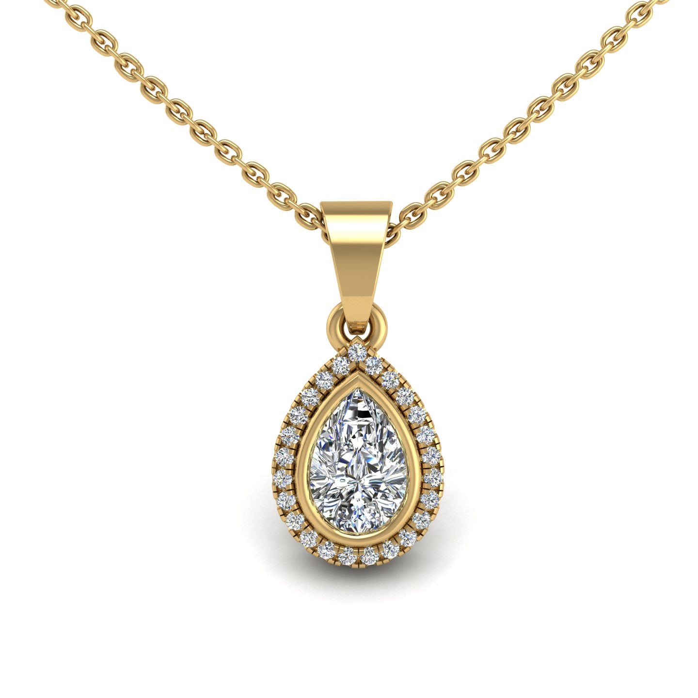 Divine Halo Pendant - Diamond Pear