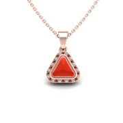 Divine Halo Pendant - Red Coral Trillion